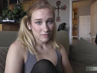 Blonde amateur filmed when trying stepdads cock for the first time